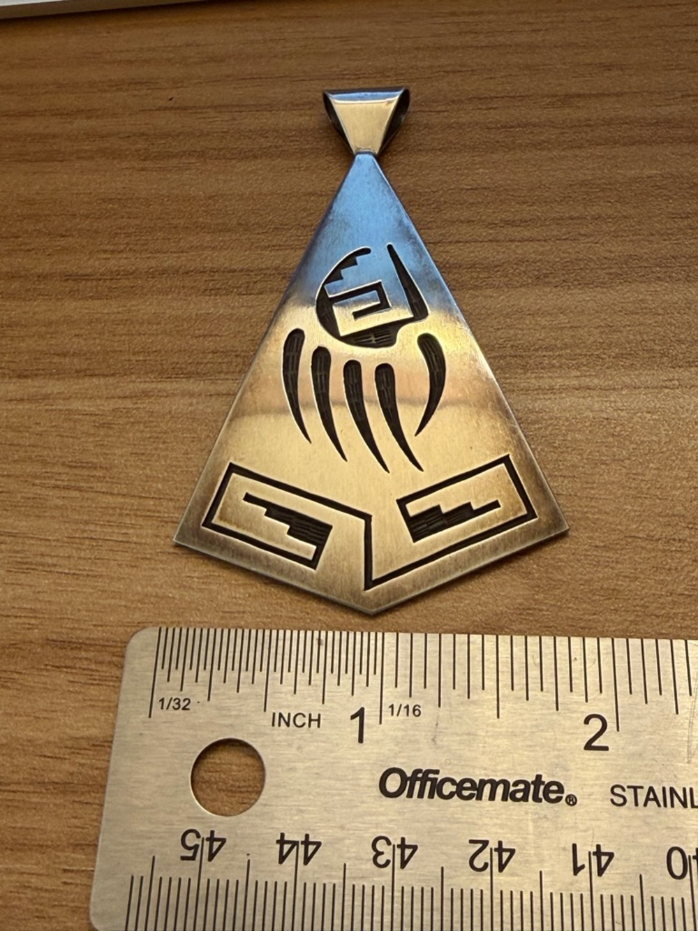 Large Southwestern-Inspired Sterling Silver Geometric Pendant-hopi– like overlay - Picture 2 of 7